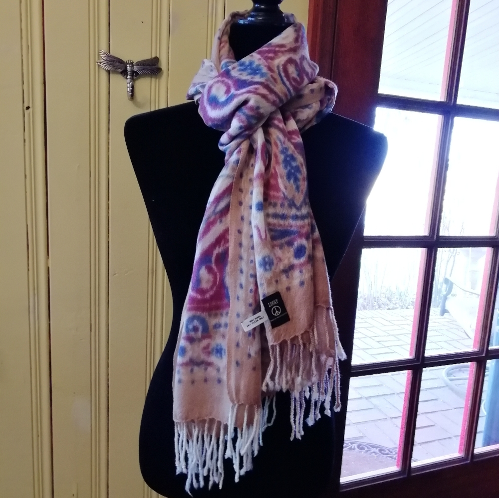 Lucky Unusual Boho Light Wool Fringe Wrap/Scarf